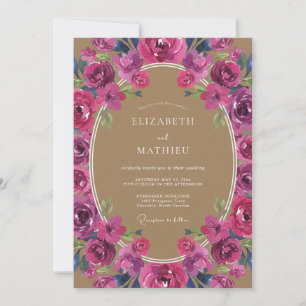 Magenta Purple Botanical Wedding Invitation