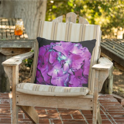 Magenta purple Hydrangea Outdoor Pillow