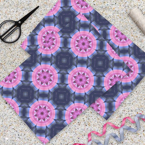 Magenta Purple Indigo Geometric Flowers Pattern Tissue Paper