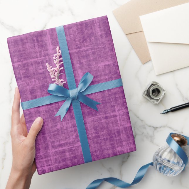 Magenta Purple Linen Wrapping Paper (Gifting)