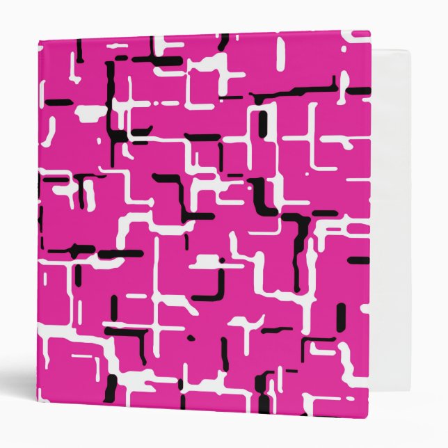 Magenta Purple Pink Black White COOL Pattern 3 Ring Binder (Front/Inside)