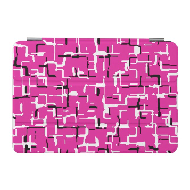 Magenta Purple Pink Black White Modern Pattern iPad Mini Cover (Horizontal)