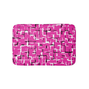 Magenta Purple Pink Black White Pattern Bath Mat