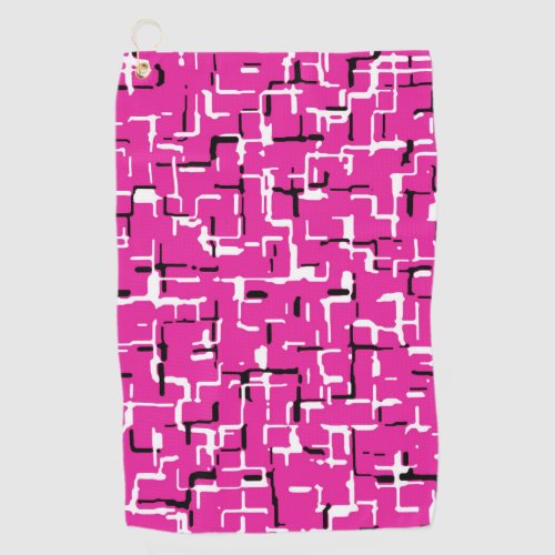 Magenta Purple Pink Black White Pattern Golf Towel