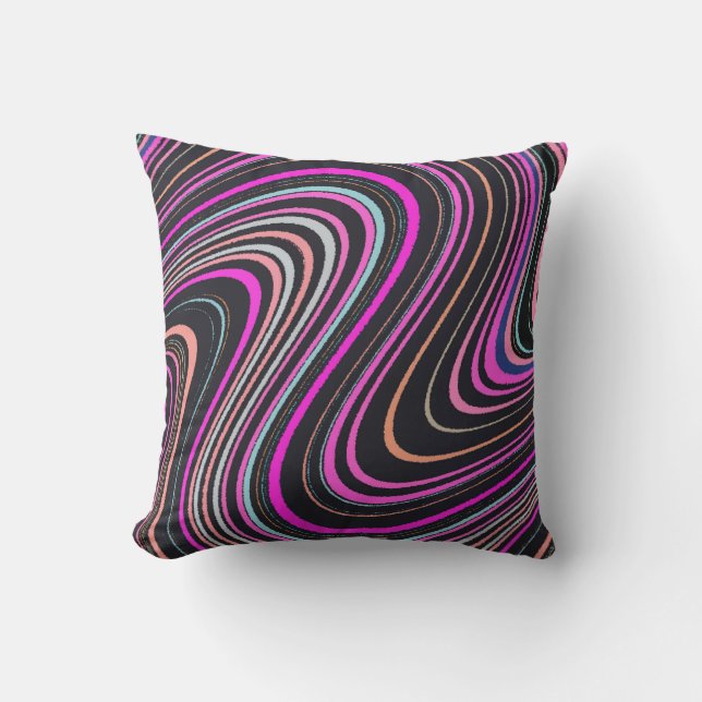Magenta Purple Pink Blue Pattern Outdoor Pillow (Front)