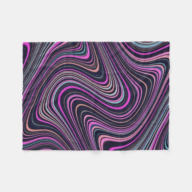 Magenta Purple Pink Navy Pattern Fleece Blanket (Front (Horizontal))