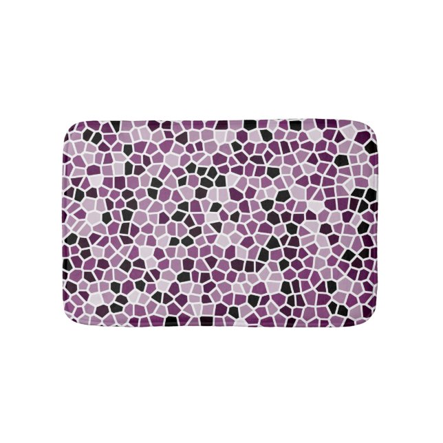 Magenta Purple Pink Stained Glass Pattern Bath Mat (Front)