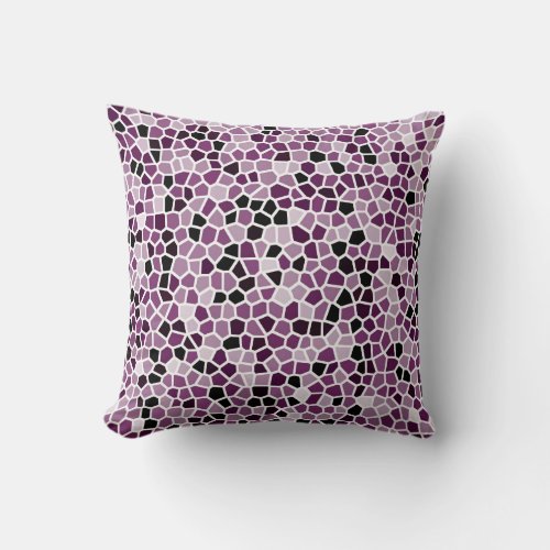 Magenta Purple Pink Stained Glass Pattern Throw Pillow