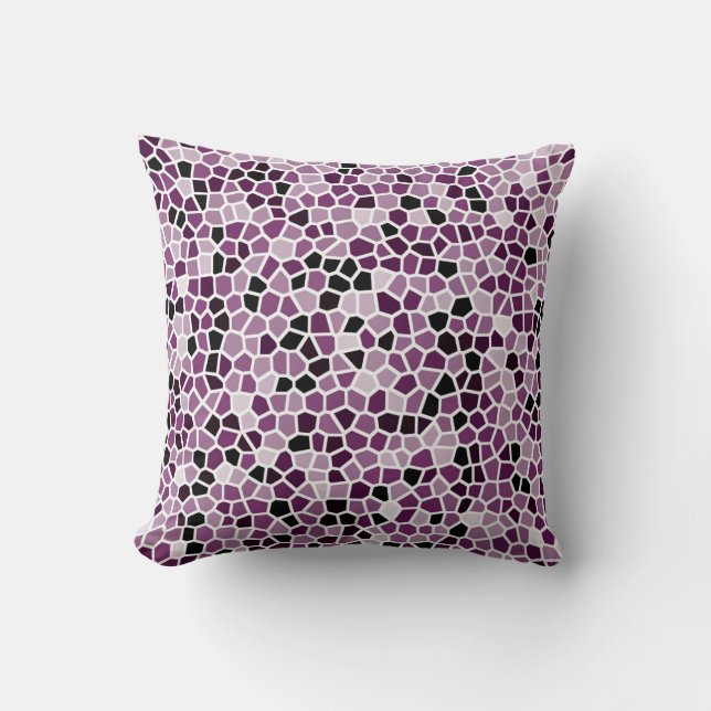 Magenta Purple Pink Stained Glass Pattern Throw Pillow (Front)