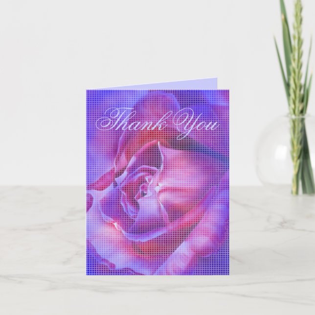 Magenta Purple Rose Thank You Card (Front)