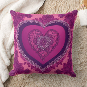 Magenta & Purple Rose Wedding Gift Throw Pillow