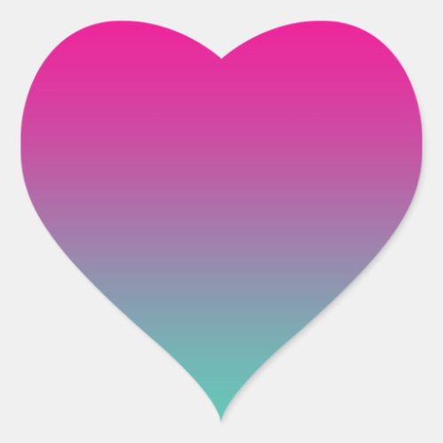 Magenta Purple  Teal Ombre Heart Sticker