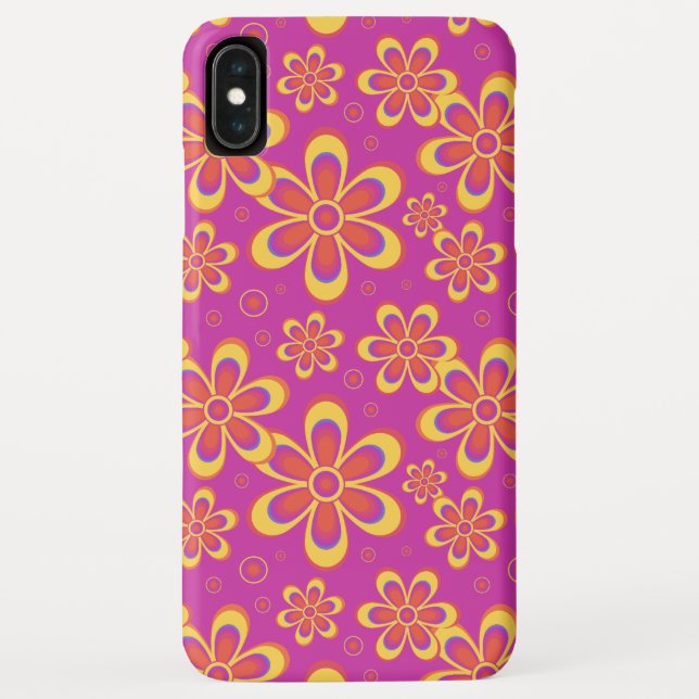 Magenta Purple Yellow Groovy Flower Pattern Case-Mate iPhone Case (Back)