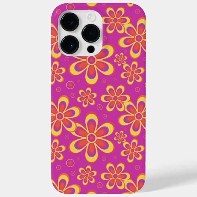 Magenta Purple Yellow Groovy Flower Pattern Case-Mate iPhone Case (Back)