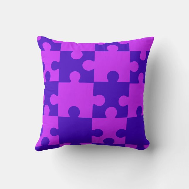 Magenta puzzle throw pillow (Back)