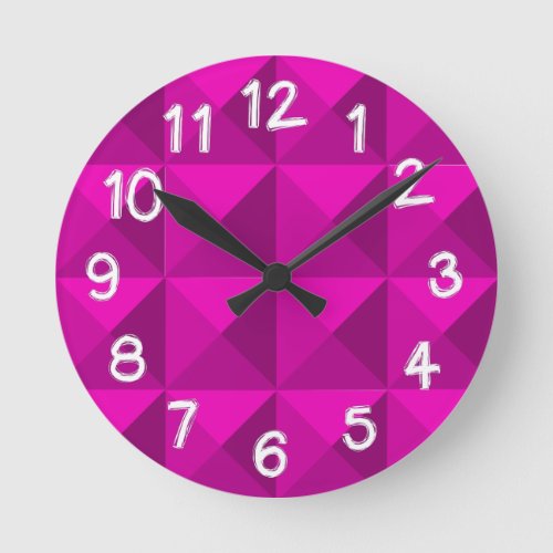 Magenta Pyramids  Round Clock