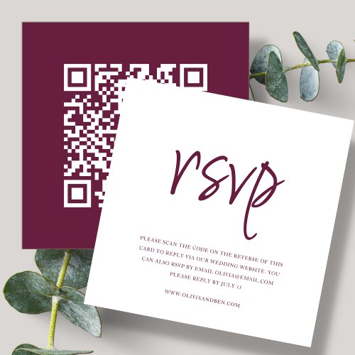 Magenta  QR Code  Wedding RSVP  Enclosure Card