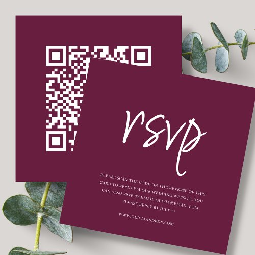 Magenta  QR Code  Wedding RSVP Enclosure Card