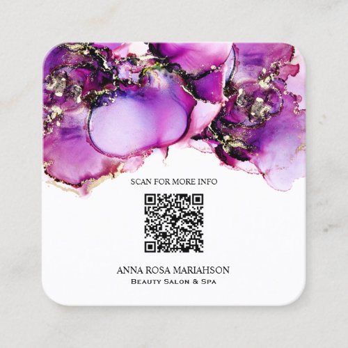  Magenta QR CODE Yummy  Gold Gilded  AP29  Square Business Card