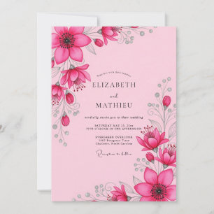Magenta Radiant Spring Wedding Invitation