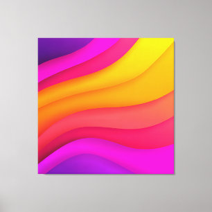 Magenta Rainbow Waves Canvas Print