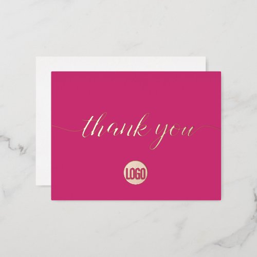 Magenta Real Rose gold foil Business Thank you Foil Invitation Postcard