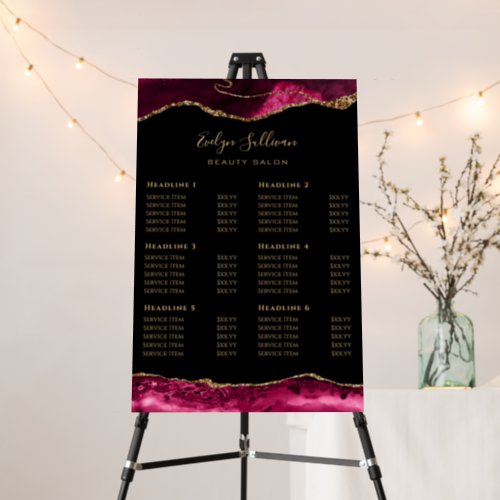 Magenta Red Agate Price List Foam Board