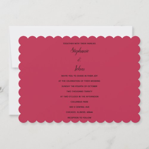 Magenta Red Black Minimal Colorful Trendy Wedding Invitation