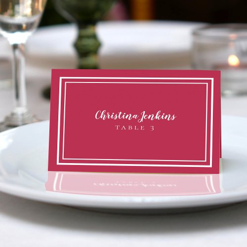 Magenta Red Chic Weddings Custom Guest Place Card