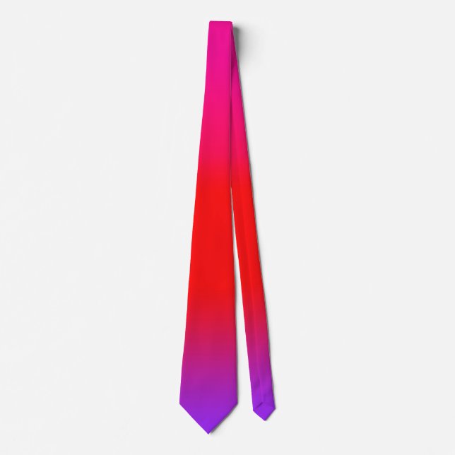 Magenta Red Purple Ombre Happy  Neck Tie (Front)