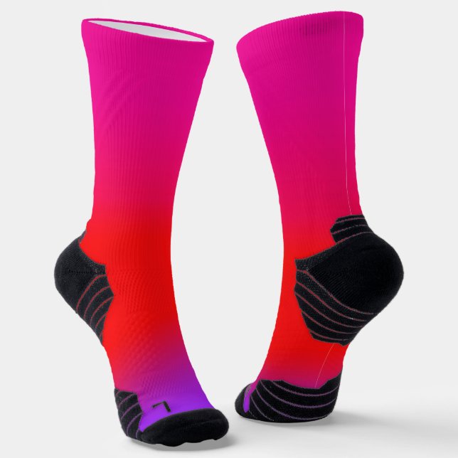 Magenta Red Purple Ombre Happy   Socks (Angled)
