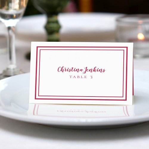 Magenta Red Weddings Chic Custom Guest Place Card