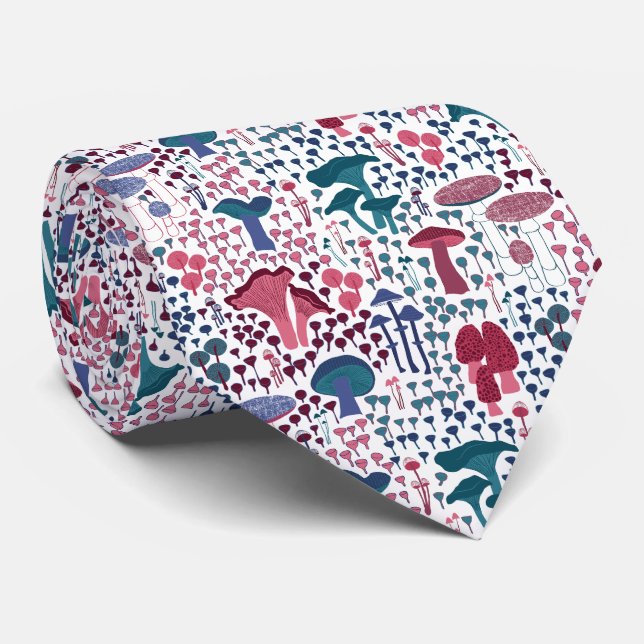 Magenta Retro Mushroom Neck Tie (Rolled)