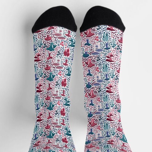 Magenta Retro Mushroom Socks