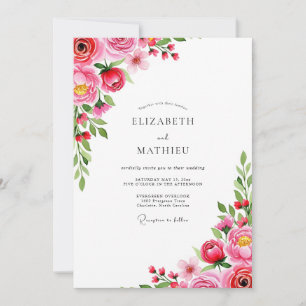 Magenta Romantic Spring Wedding Invitation