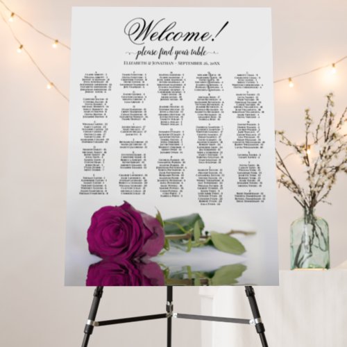 Magenta Rose Alphabetical Seating Chart Welcome Foam Board