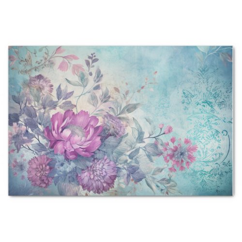 Magenta Rose Colorful Floral Background Decoupage  Tissue Paper