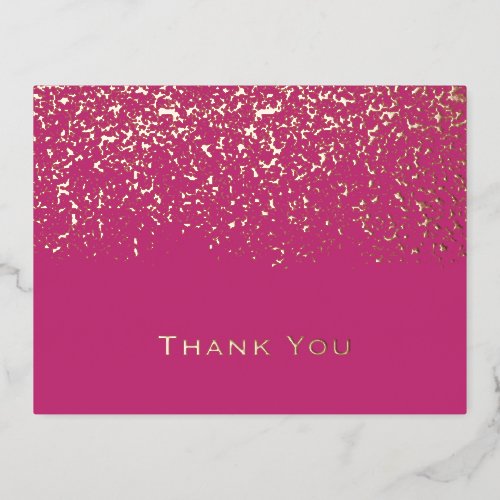 Magenta Rose Gold Foil Wedding Thank You  Foil Holiday Postcard