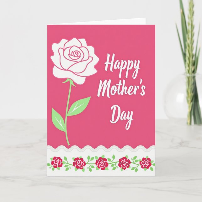 Magenta Rose Mothers Day Card (Front)