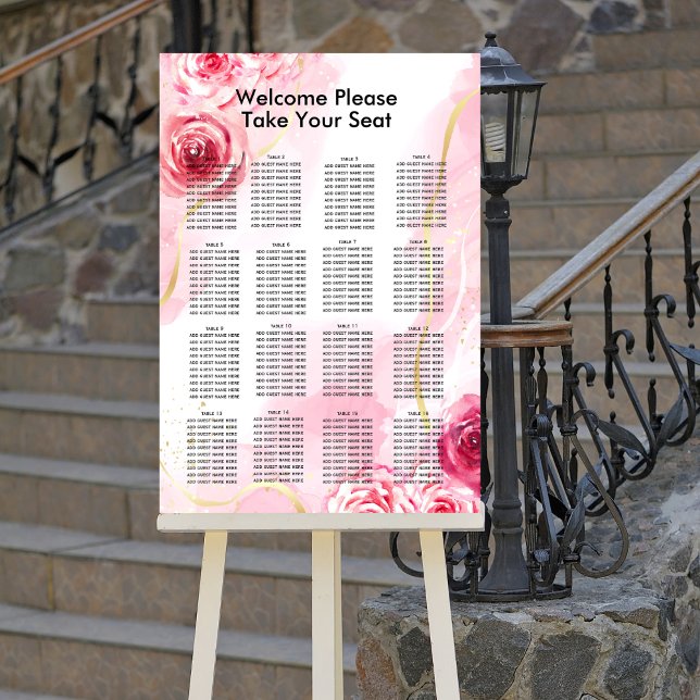 Magenta rose pink seating chart  foam board (Creator Uploaded)