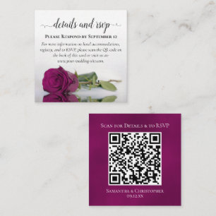 Magenta Rose Posh Wedding Details & RSVP QR Code Enclosure Card