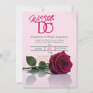 Magenta Rose Wedding Invitation Vow Renewal