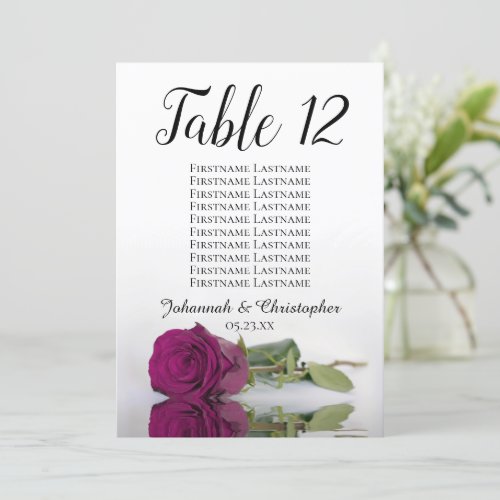 Magenta Rose Wedding Table Seating Chart Large