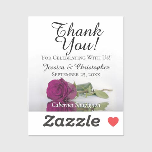 Magenta Rose Wedding Thank You Mini Bottle Label