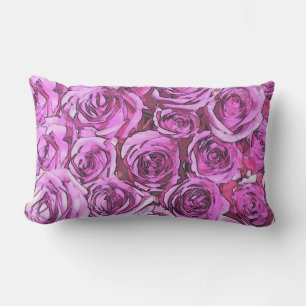 Magenta Roses Lumbar Pillow