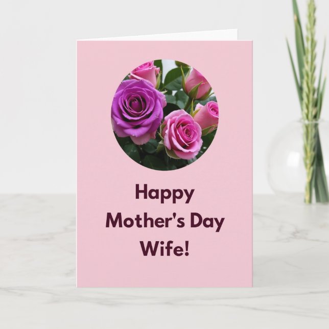 Magenta Roses Mothers Day Card (Front)