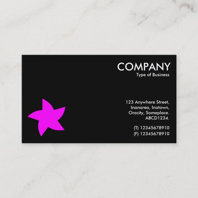Magenta Rotating Star Symbol - Black Business Card (Front)