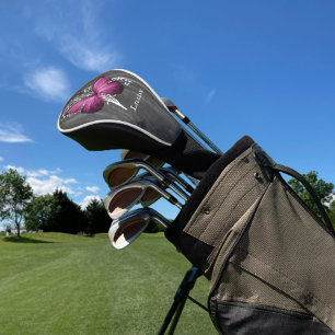 Magenta Rustic Butterfly Personalized Golf Head Cover
