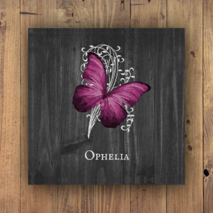 Magenta Rustic Butterfly Personalized Paperweight