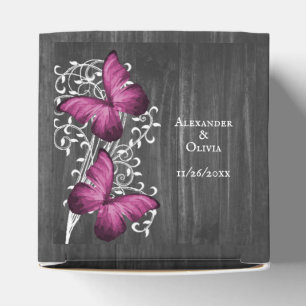 Magenta Rustic Butterfly Wedding Favor Box